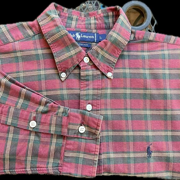 Polo Ralph Lauren Other - POLO Ralph Lauren Men's Burgundy/Hunter Green Plaid Button Down Oxford Shirt: L